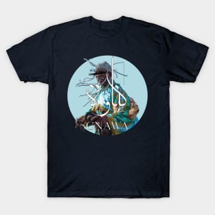 GNAWA festival ESSAOUIRA MOROCCO  T-SHIRT WITH ARABIC WRITING LIGHT BLUE DESGIN T-Shirt